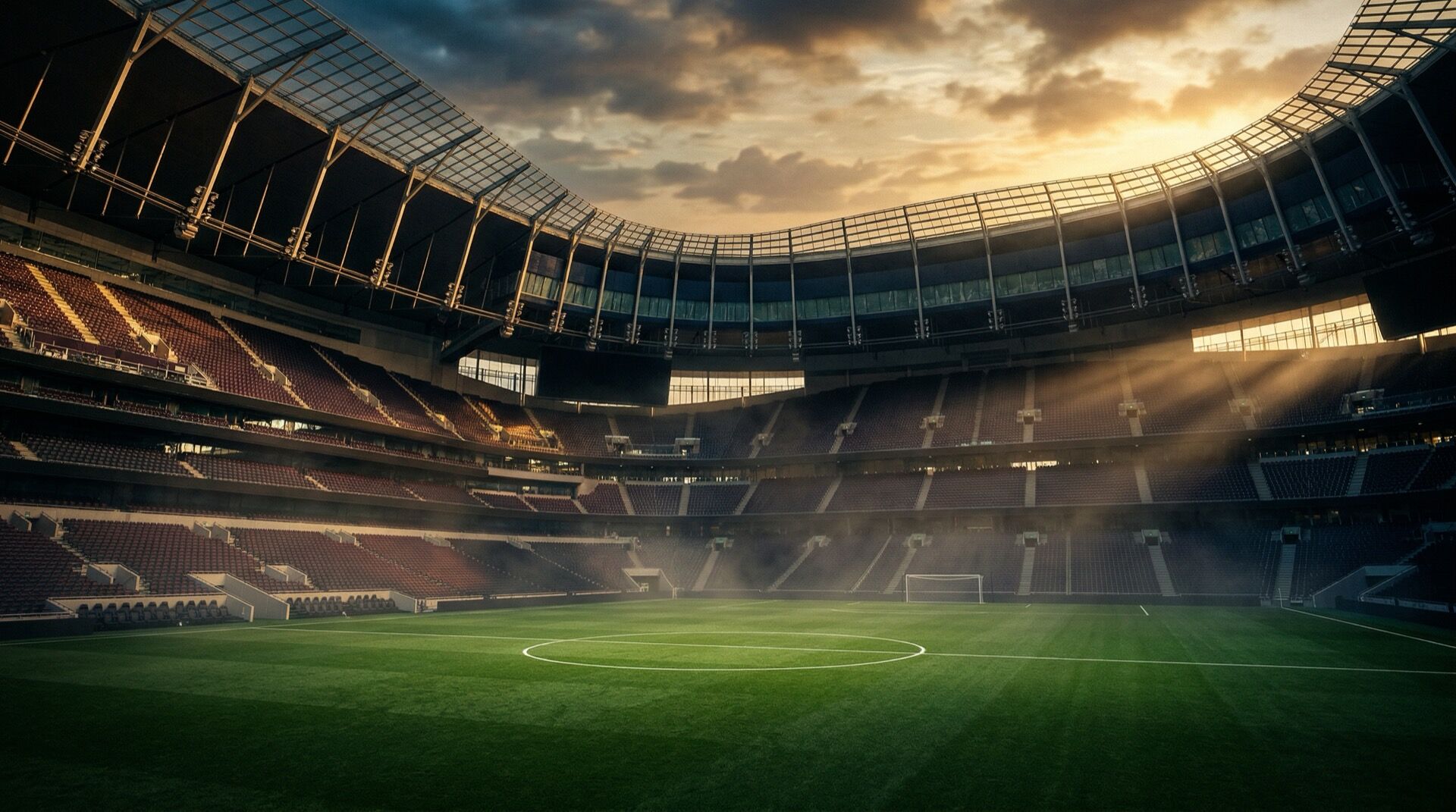 Stadium filled with fans under bright lights